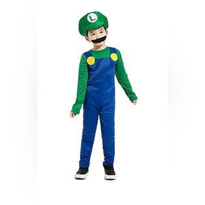 SUPER MARIO BROTHERS Luigi Jumpsuit Halloween Costume -Child 10/12